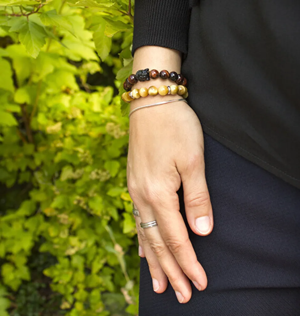 Beneto MINK114 Bracciale Perle Occhio di Tigre - 17cm Qualità Premium