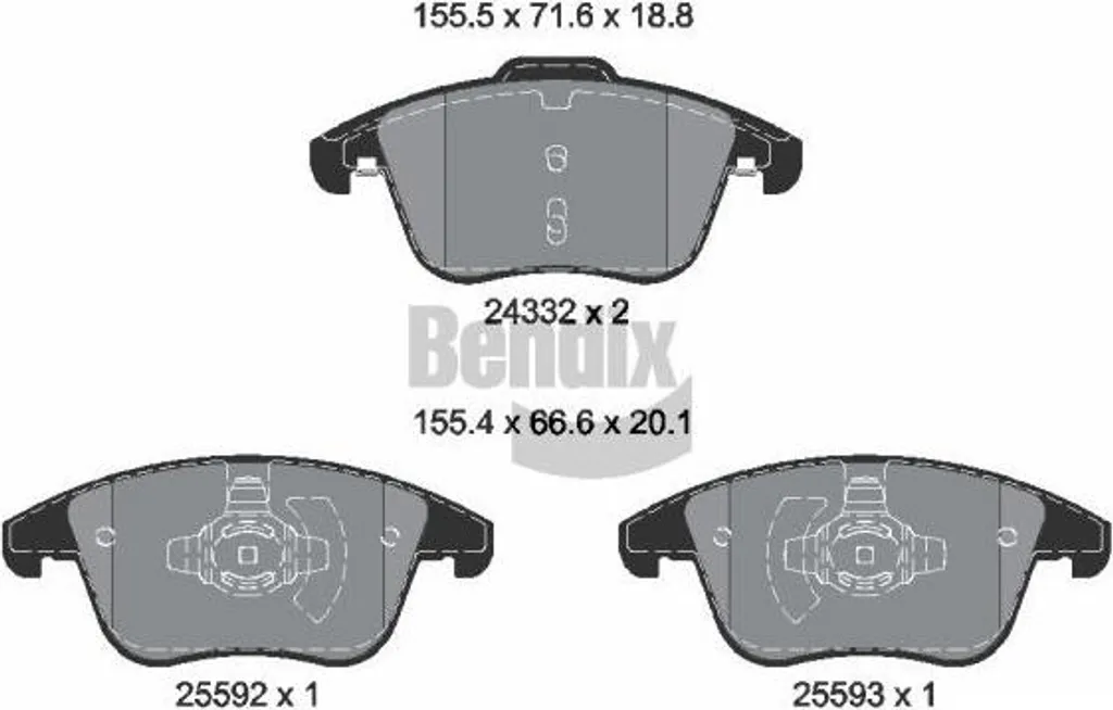 Bendix BPD1633 Jeu de Plaquettes de Frein à Disque OE 2110592 Mondeo