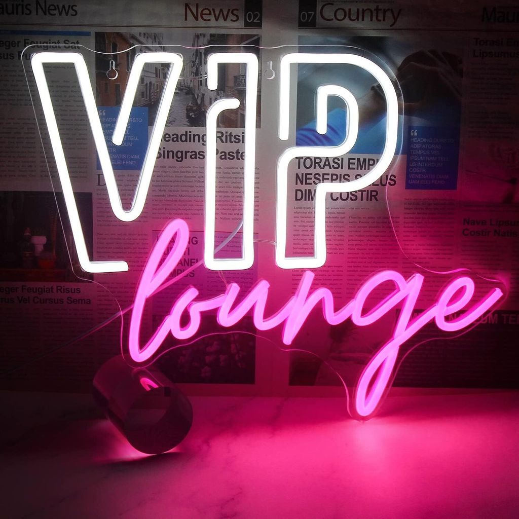 VIP Lounge Neon Schild Led Schrift Für Wanddekoration Led Schild Licht Leuchtreklame Neon Sign Beleuchtung Für Hotel,Club,Café,Bar,Büro,Spielzi...