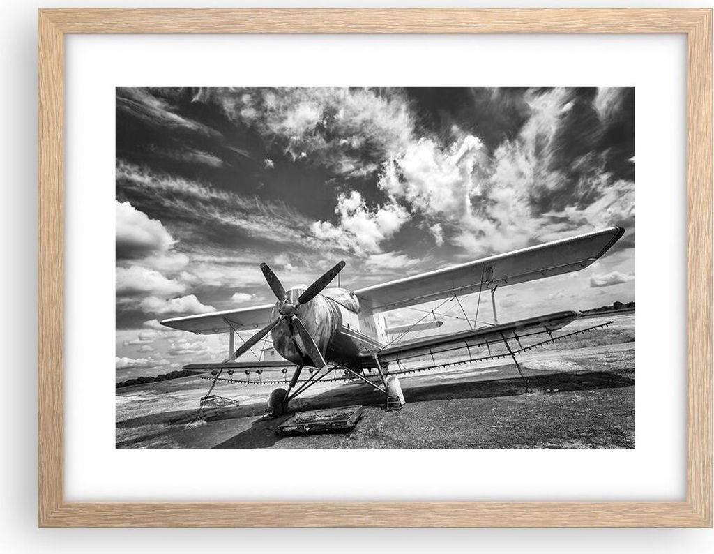 Gerahmtes Poster - Rahmen in heller Eiche - An-2 Flugzeug Produktbild 