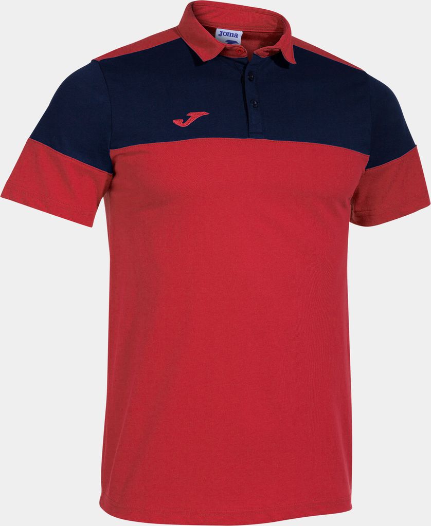 Joma Crew V Polo Baumwolle, Rot-Marineblau, 140