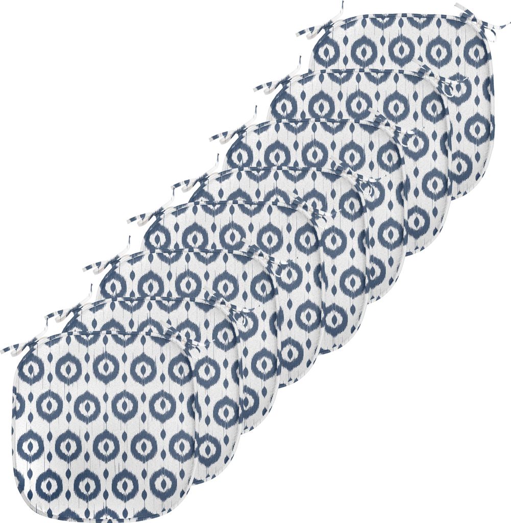 ABAKUHAUS Ikat Polster für Esszimmerstühle, Traditionelle Kreis-Punkte, Dekoratives wasserfestes Kissen mit Riemen für Küchensitze, 40 cm x 40 ...