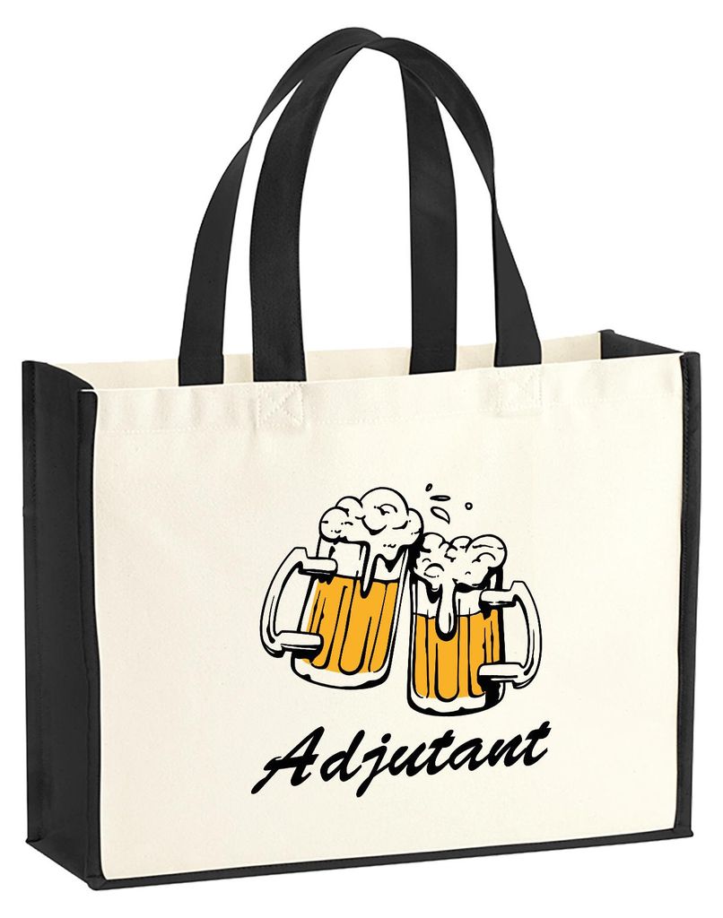 Huuraa Jutetasche Adjutant Schützenfest 21 Liter Black Jute und Baumwolle Einkaufstasche Geschenkidee