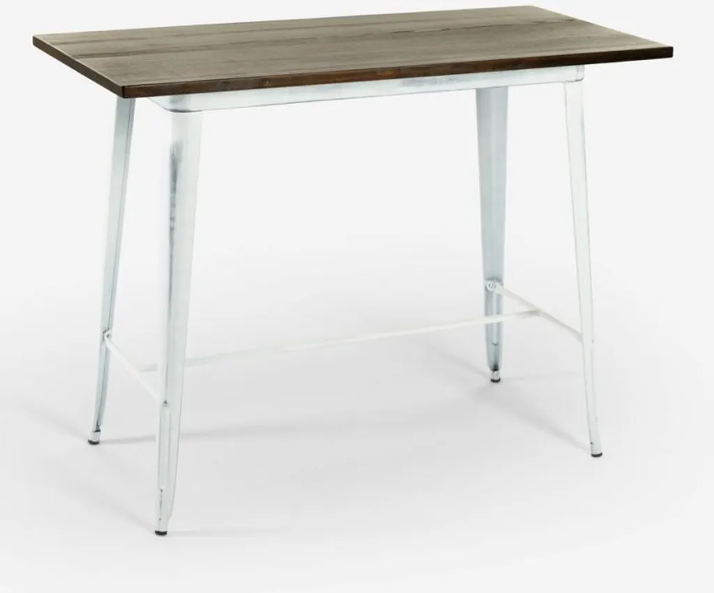 Table de Bar Style Atelier 120 cm pour Cuisine et Loft Blanc Vintage