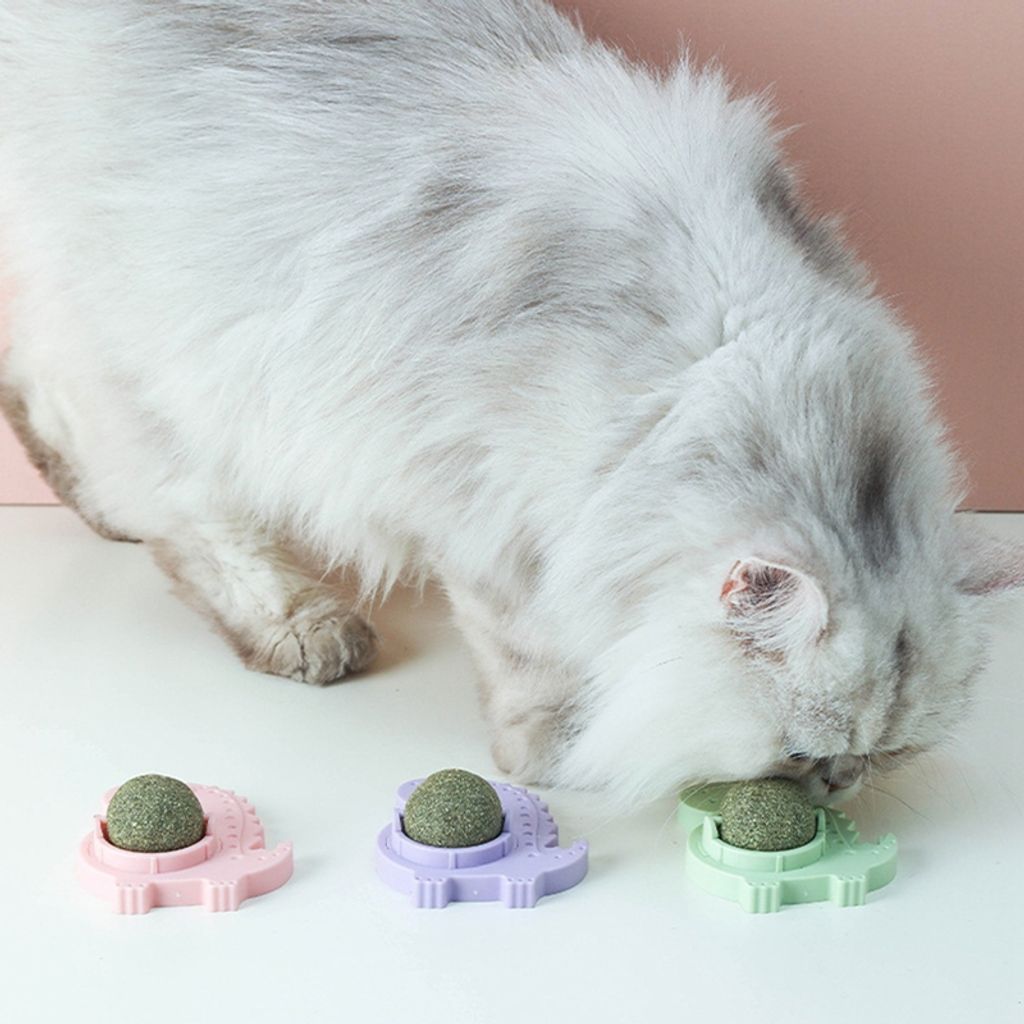 3er Set Katzenminze Spielbälle - Drehbar Mit Feder Für Stubentiger