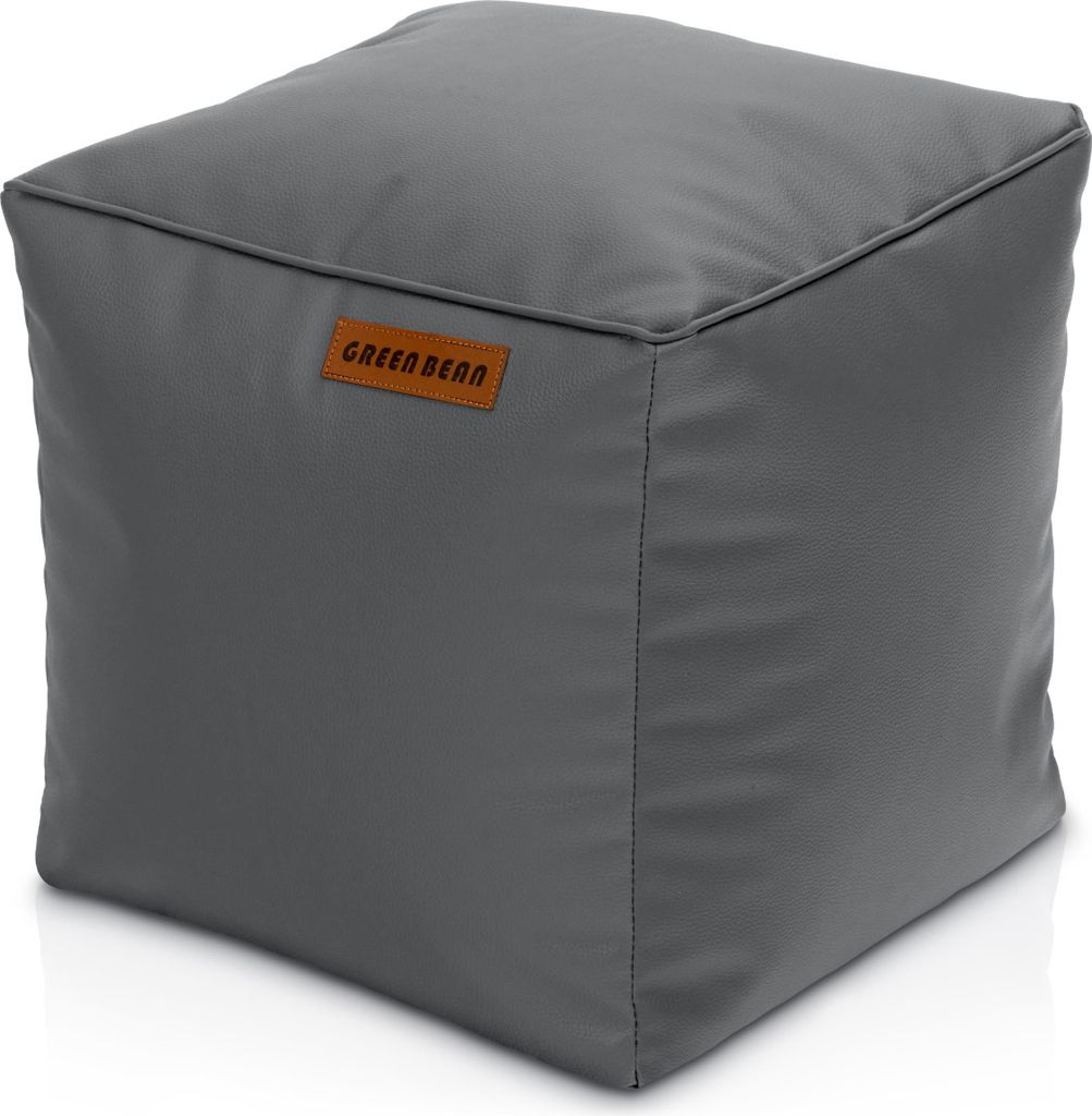 Green Bean Sitzhocker aus Kunstleder - Pouf mit EPS Perlen Füllung - 40 x 40 cm - perfekte Ergänzung zum Sitzsack - Sitzwürfel Sitzkissen Hock...
