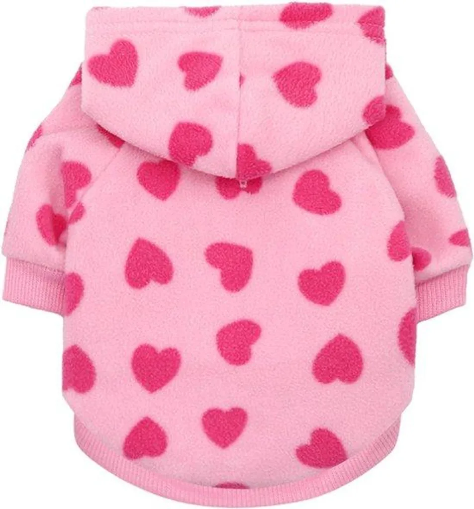 Sweat à capuche chien en polaire rose chaud pour petit chien et moyen