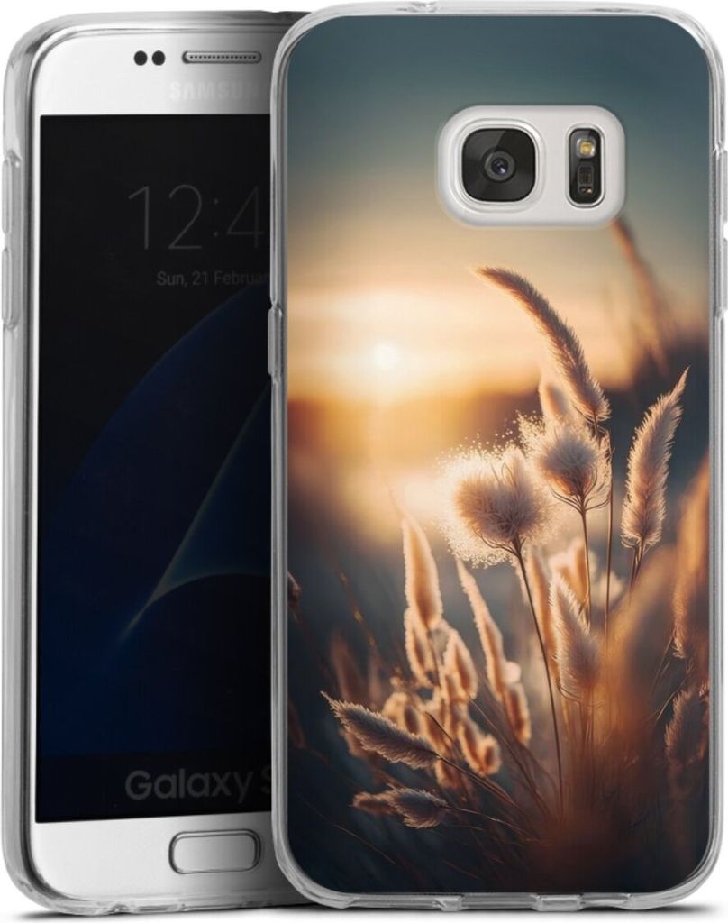 DeinDesign Handyhülle für Samsung Galaxy S7 Silikon Hülle Case Smartphone Schutzhülle Natur Sonne Pampasgras