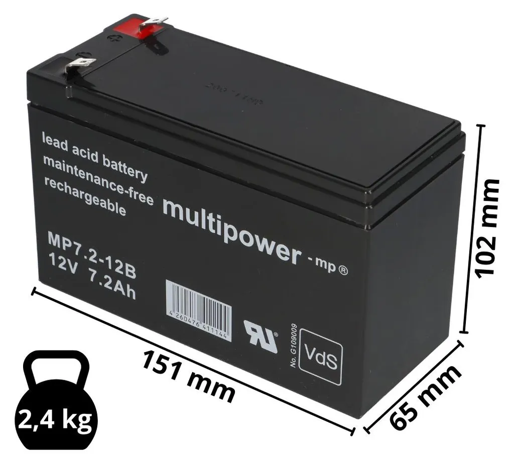 Batterie 12V 7,2Ah Haute Performance compatible GEL pour Jouets - 2