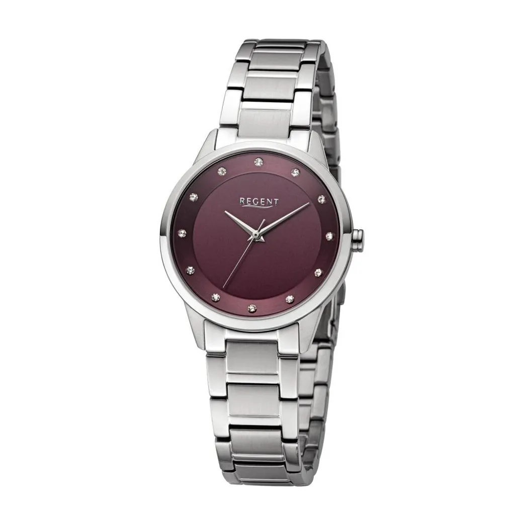 Montre Regent 2252810 pour Femme - Boîtier Acier et Bracelet en Cuir Noir