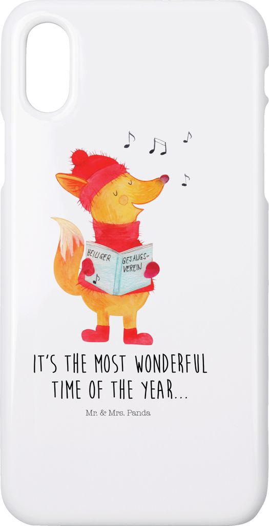 Mr. & Mrs. Panda Iphone 10 Handyhülle Fuchs Sänger - Weiß - Geschenk, Cover, Weihnachten, Singen, Winter, X, Heiligabend, Handy, Weihnachtsliede...
