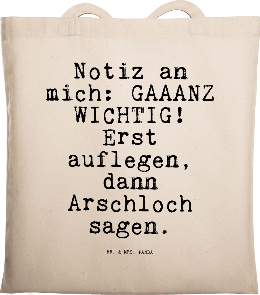 Mr. & Mrs. Panda Shopping Tasche Notiz an mich: GAAANZ... - Transparent - Geschenk, Frauen, Single, Junggesellinnenabschied, Uni, Tote Bag, Jutetas...