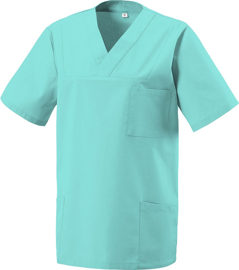 Medizinischer Schlupf-Kasack, Uni, kurzarm, V-Ausschnitt, für Klinik, Pflege, Praxis