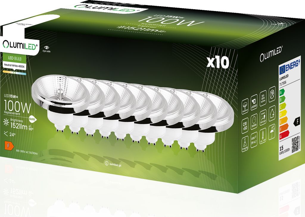 LUMILED LED žárovka sada 10 kusů ES111 GU10 patice 230V 15W Obrázek produktu 
