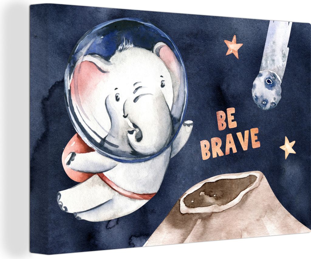 OneMillionCanvasses - Leinwandbilder - 150x100 cm, Sei tapfer' - Elefant - Sprichwörter - Zitate - Junge - Mädchen - Kinder, Wandbilder Kunstdr...