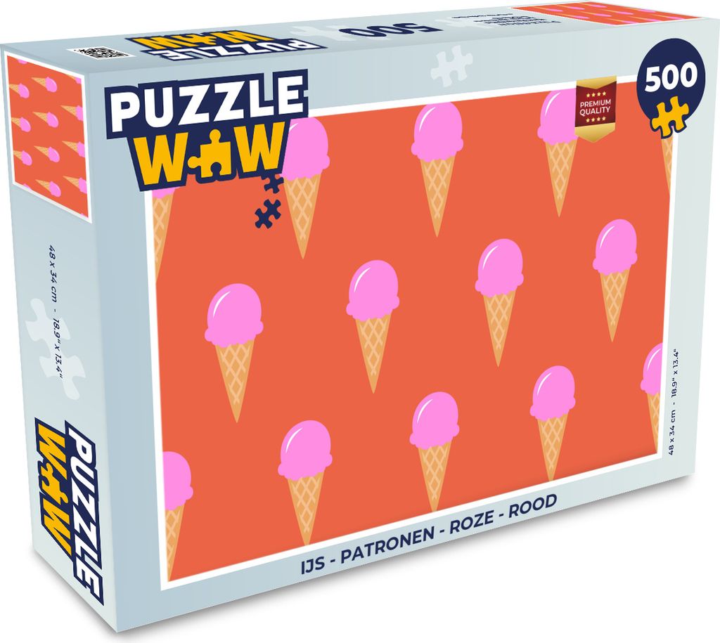MuchoWow Puzzle 500 Teile Eis - Muster - Rosa - Rot - 500 Teile - Kinder - Selberbauen - Puzzlespiele