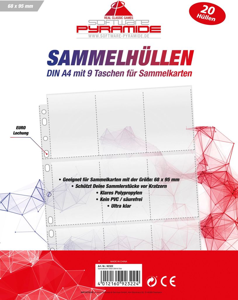 Software Pyramide 92322 Sammelkarten Hüllen DinA4 20er-Pack Produktbild 