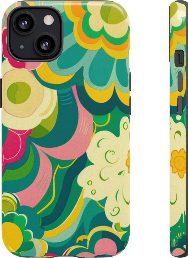 Buntes Retro-Blumenmuster – Hülle Kompatibel mit iPhone 13
