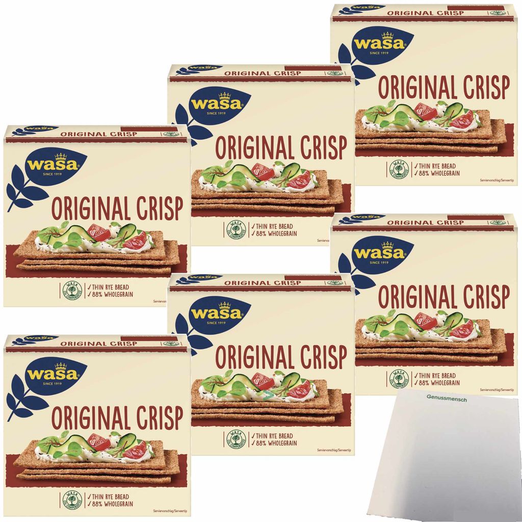 Wasa Knäckebrot Crisp Original 6er Pack (6x200g Packung) + Produktbild 
