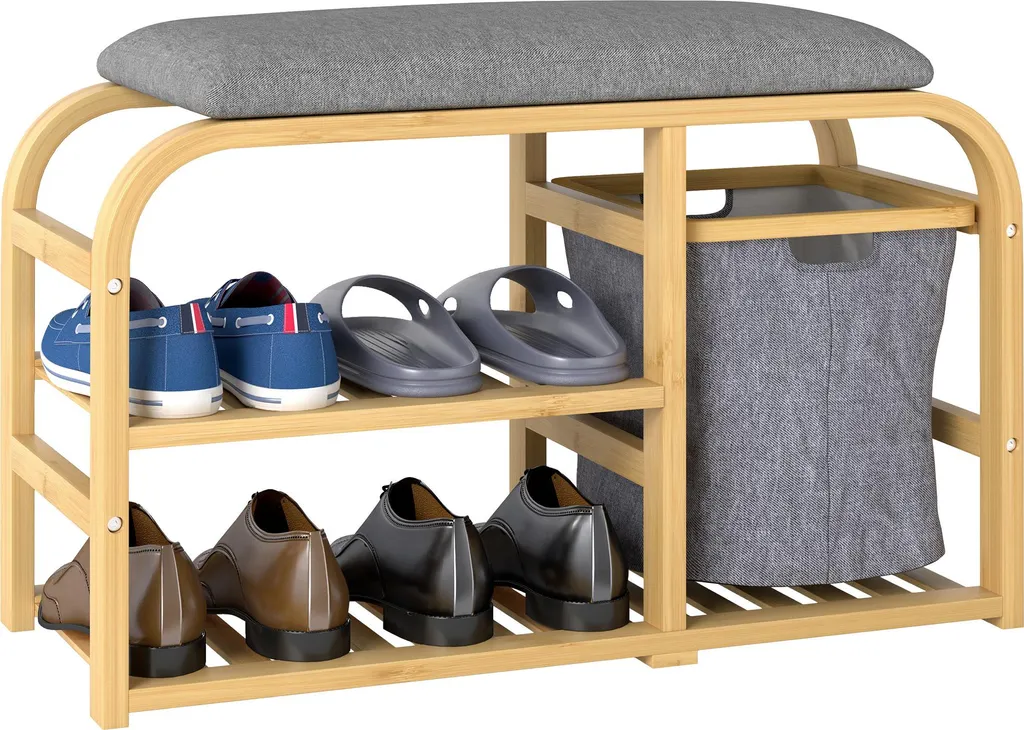 Optimisez votre entrée avec ce banc à chaussures compact en bambou