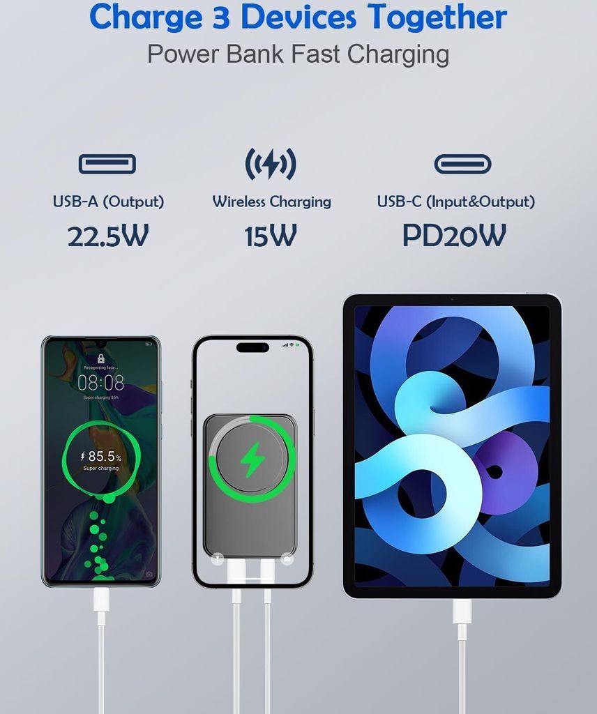 10000mAh Magnetische Powerbank Mini PD 22.5W Schnellladen Produktbild 6