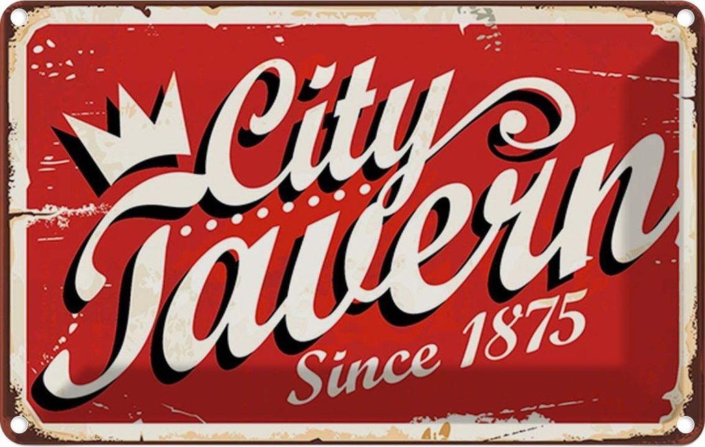 vianmo Blechschild 12x18 cm City Tavern since 1875 Alkohol Essen Trinken Bar Club