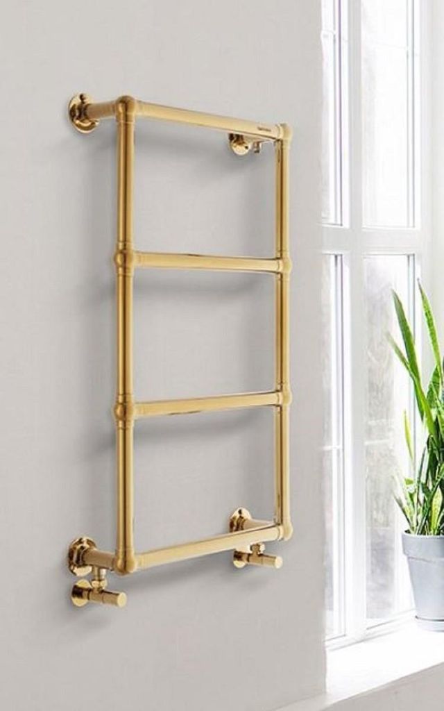 Casa Padrino Luxus Badezimmer Handtuchwärmer Messing 49,4 x 14,5 x H. 87,6 cm - Elektrischer Handtuch Wärmer - Edelstahl Handtuchheizkörper - Lu...