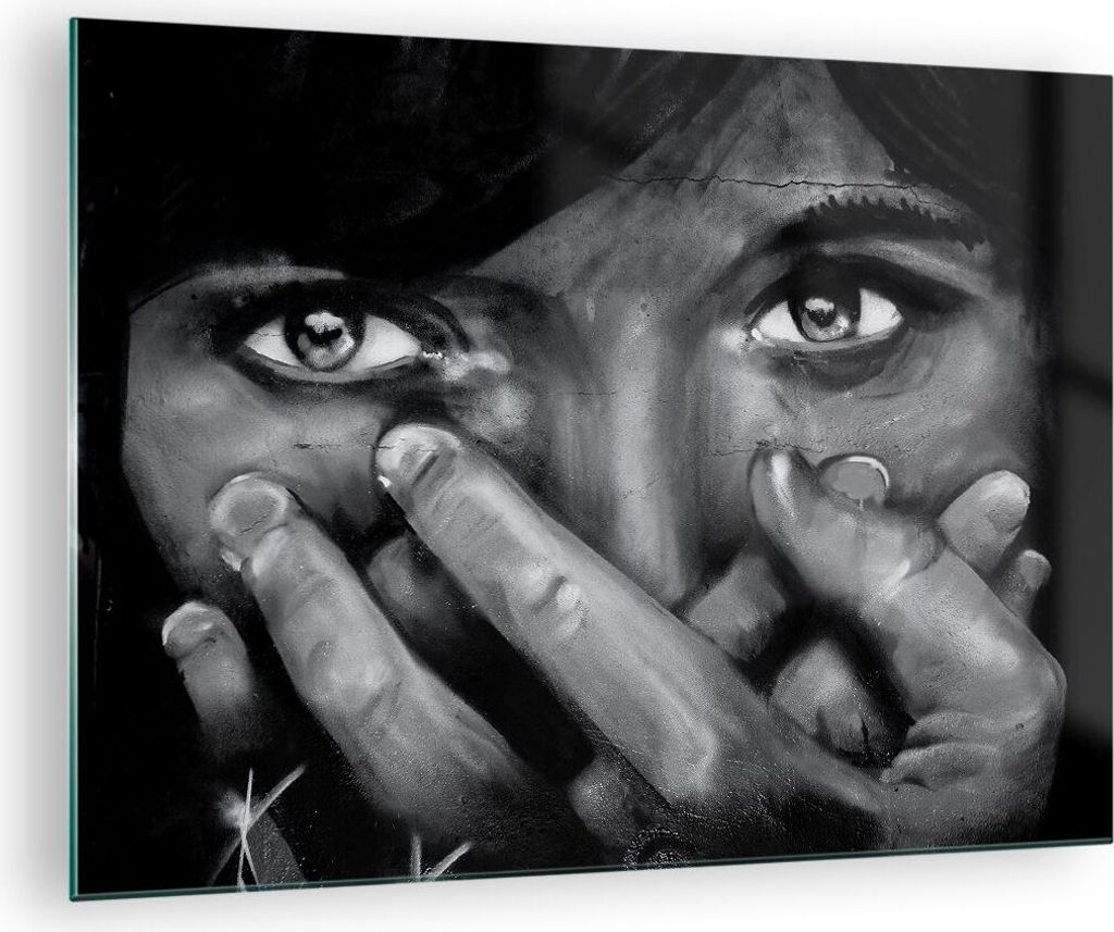 Bilder auf glas - Graffiti Wand Farbe Malerei - 70x50cm - Glasbilder - Wandbilder - Kunstdruck - zum Aufhängen bereit - Wanddekoration aus Glas - ...