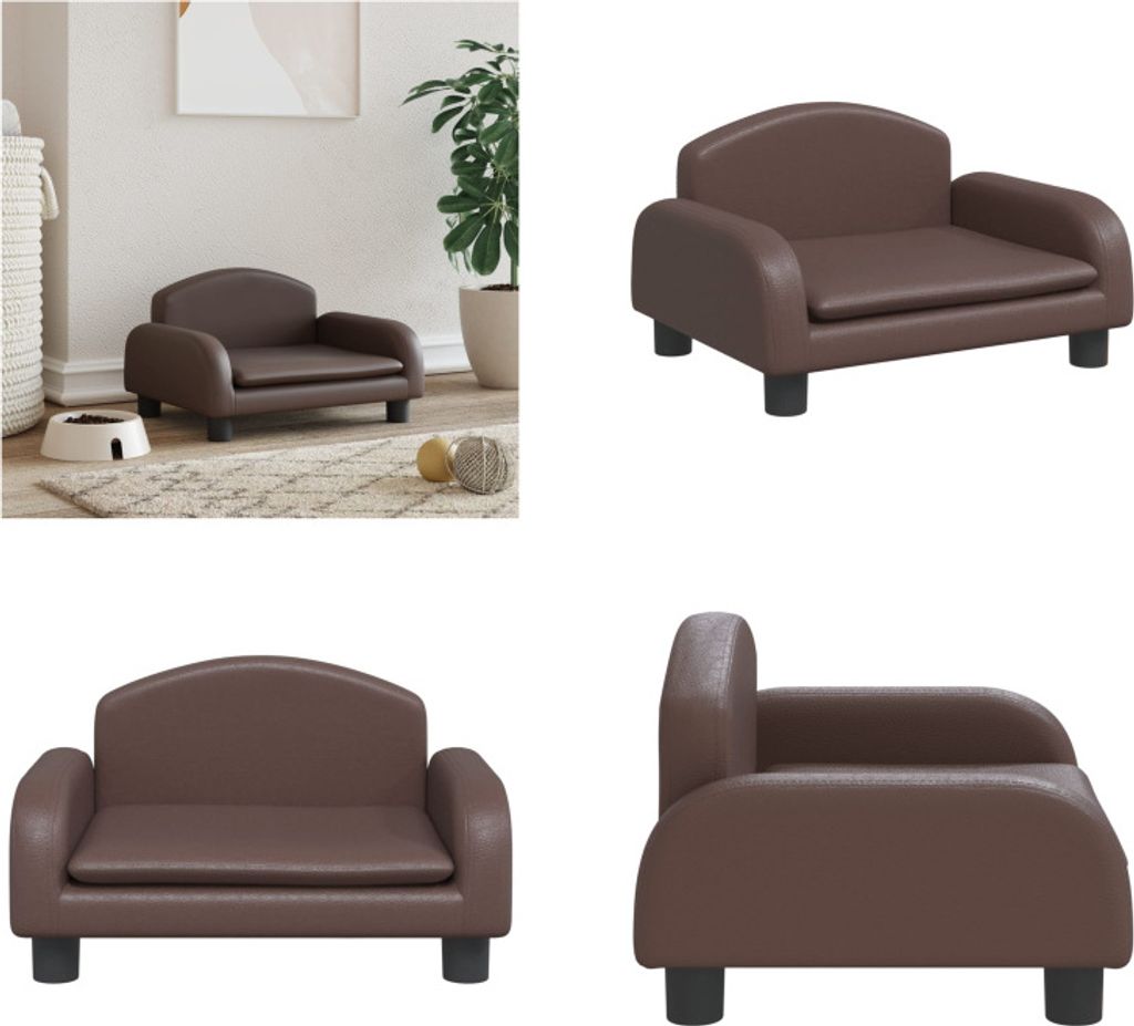 vidaXL Hundebett Braun 50x40x30 cm Kunstleder - Hundebett - Hundebetten - Hundesofa - Haustiersofa