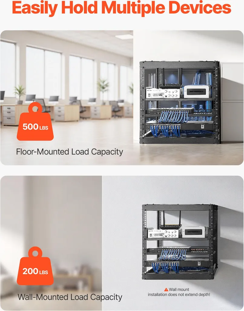 Support Rack 10U pour Installation Informatique et Équipement AV
