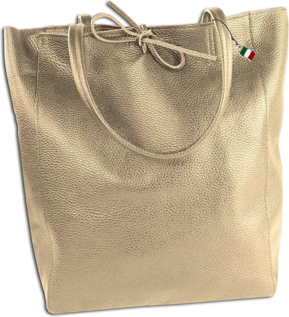 Sac en cuir Florence OTM107N coloris taupe beige foncé, format Shopper