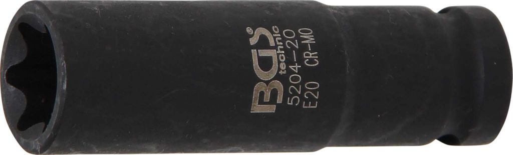 BGS 5204-20 Kraft-Steckschlüssel-Einsatz E-Profil, tief, Antrieb Innenvierkant 12,5 mm (1/2"), SW E20