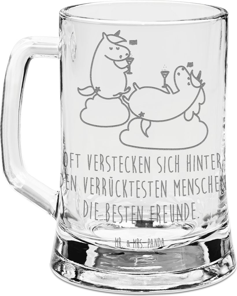 Mr. & Mrs. Panda Krug Einhorn Sekt - Transparent - Geschenk, Korken, Unicorn, Glaskrug, Freundinnen, Bierhumpen, Humpen, Seidel, BFF, Einhörner, P...