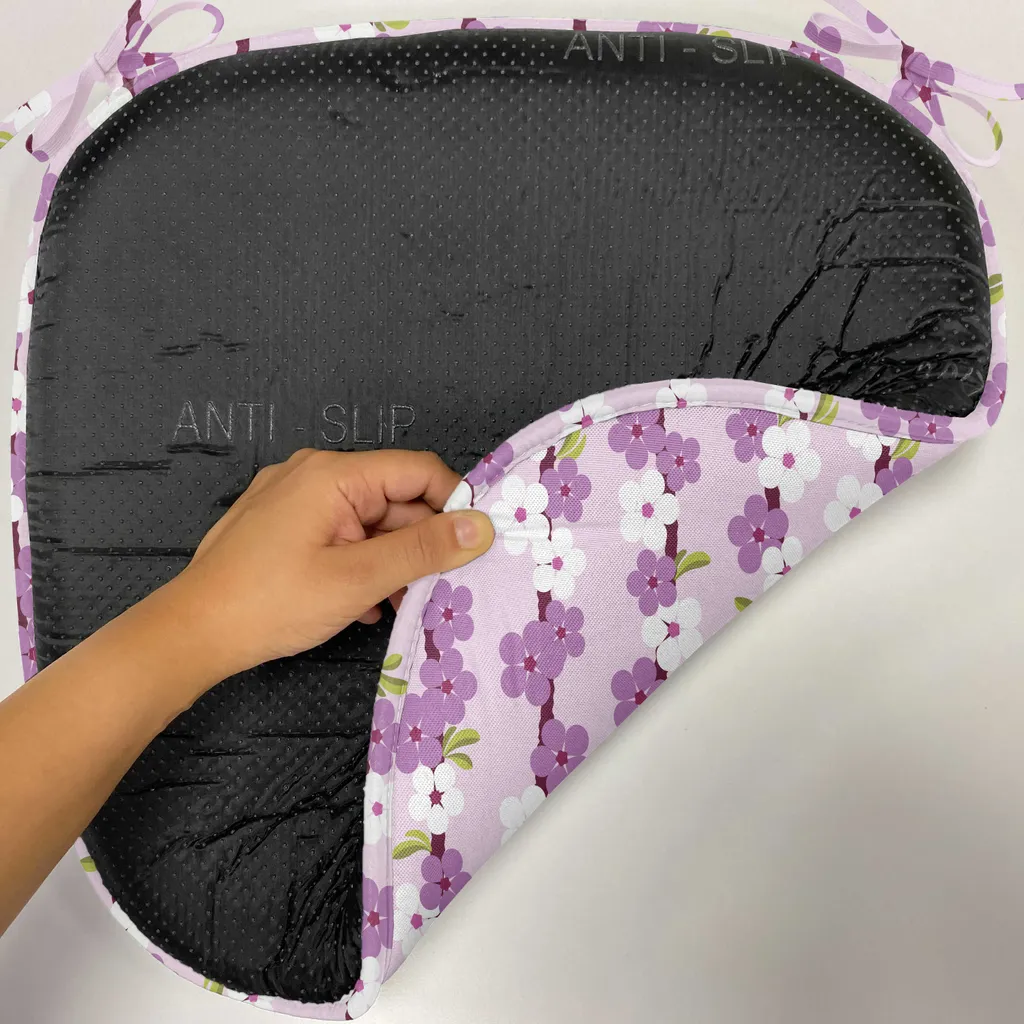 ABAKUHAUS Imbottitura giapponese per sedie da sala da pranzo, ciliegio ramificato Bloom, cuscino decorativo impermeabile con cinturini per sedie da cucina, 40 cm x 40 cm - confezione da 12, viola bianco verde - 2