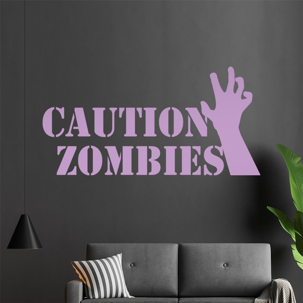 Caution Zombies Wandtattoo in 6 Größen - Wandaufkleber Wall Sticker - Dekoration, Küche, Wohnzimmer, Schlafzimmer, Badezimmer