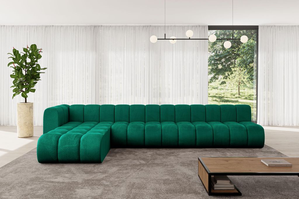 ALTDECOR Modulares Sofa Ecksofa in L-Form - Darnel-L3 - 387x177x70 cm Grün - Corner modular Sofa Eckcouch Couch Wohnlandschaft Cauchsofa Bodensofa...
