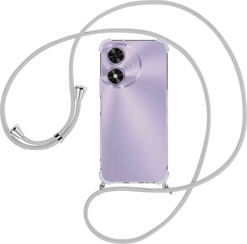 Handykette Backcover-Schutzhülle mit Band (Metall silberfarben) für Honor Play 50 5G / Play 50m 5G - silbergrau