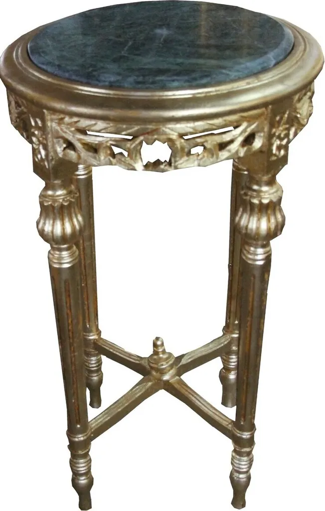 Table d'Appoint Baroque Casa Padrino en Or et Marbre Vert de 70 cm