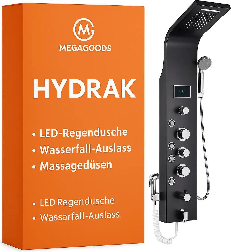 Colonne de Douche LED Anti-Calcaire avec Massage Noir - Confort et Sécurité
