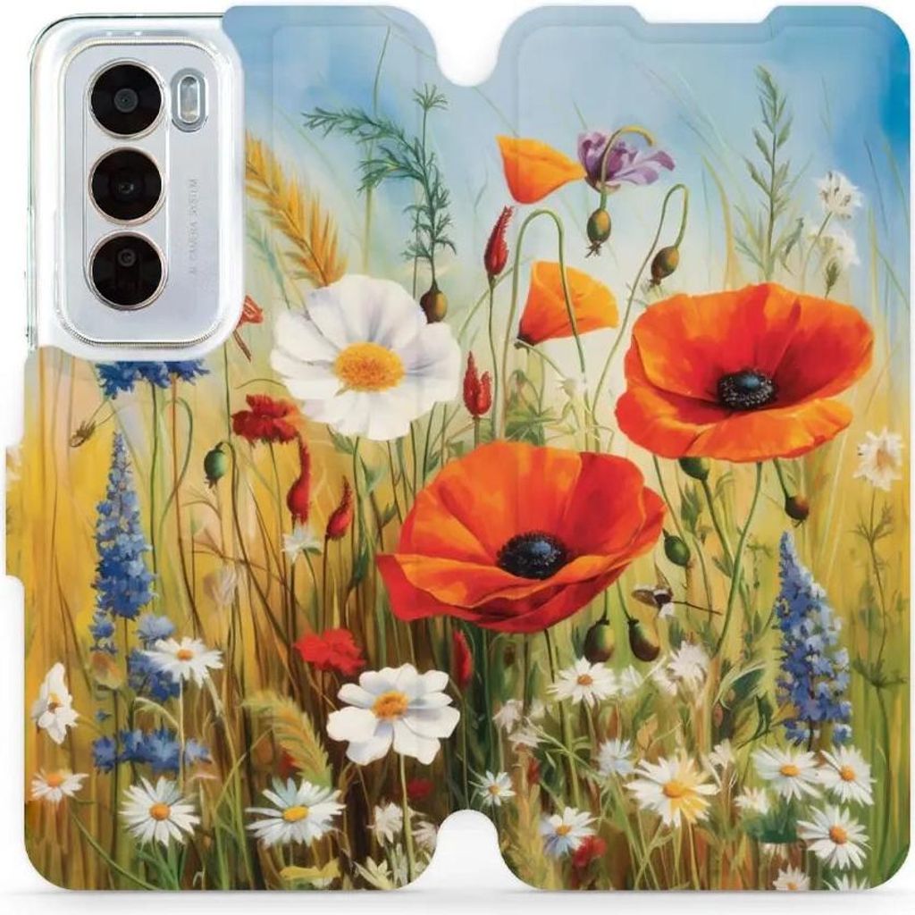 Handyhülle mit klappe für Oppo Reno 12 Pro, Mobiwear Book, Wiesenblumen