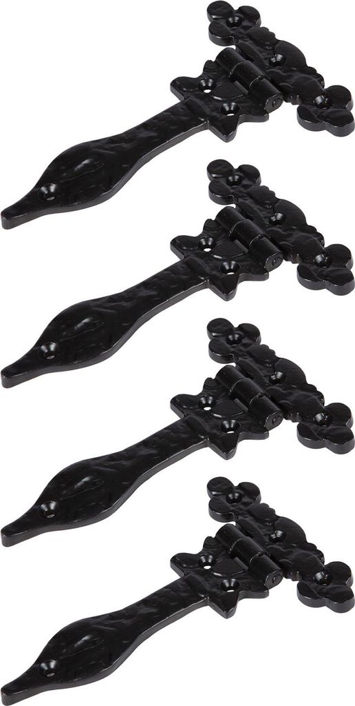 4x verzierte T-Scharnierguss-Eisen-antike Schrank-Türscharniere 155mm schwarz