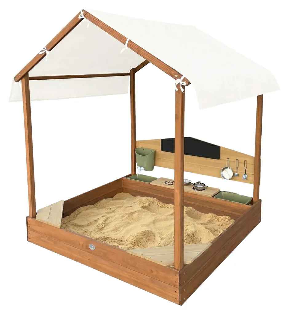 Maisonnette Meli avec Cuisine et Bac à Sable : Bois Robuste et 6 Accessoires