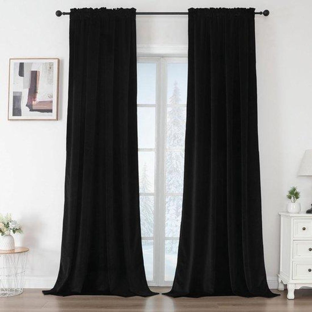 Thermische Rollos in Schwarz, 132 x 245 cm, Set von 2