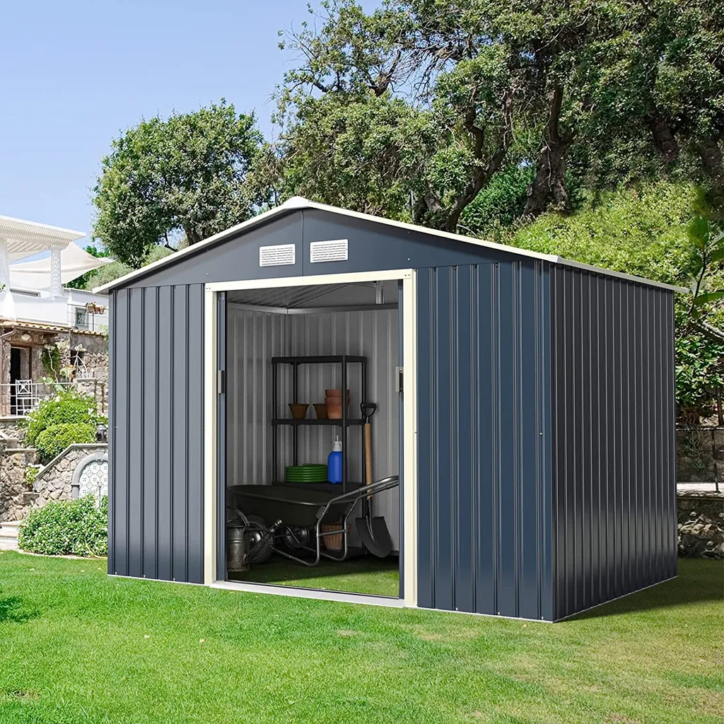 Abri de jardin verrouillable 277x191cm avec ventilation intégrée