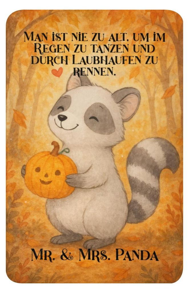 Mr. & Mrs. Panda Sofadecke Waschbär Kürbis Design 100 x 150 cm - Weiß - Geschenk, Couchdecke, Trick Or Treat, Decke, Tagesdecke, Winterdecke, Ku...