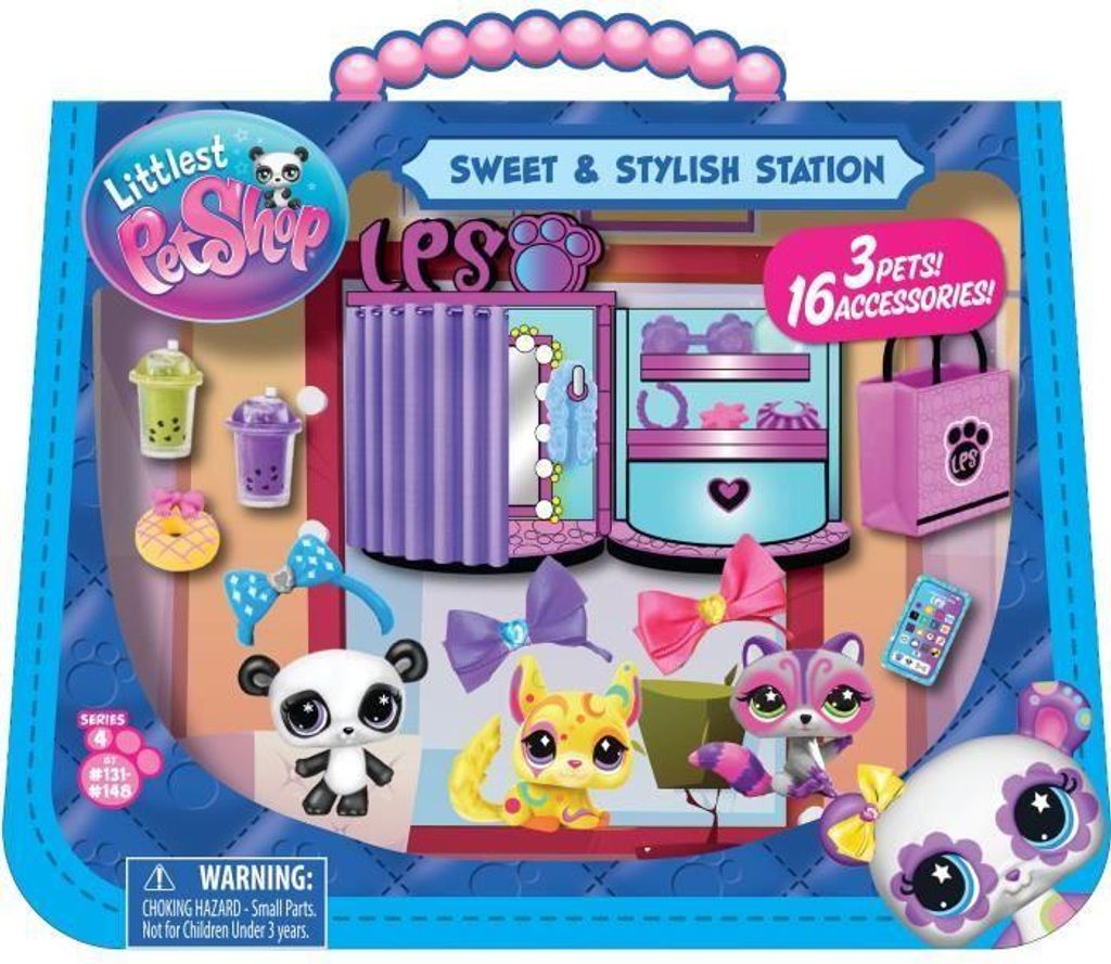 Littlest Pet Shop Sweet & Style Spielset, 3 Deluxe Petshops, 15 Zubehörteile, Inklusive Roblox Code