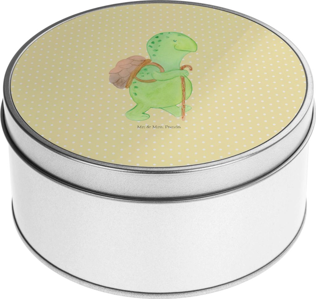 Mr. & Mrs. Panda Dose Schildkröte Wanderer - Gelb Pastell - Geschenk, Keksdose, Kaffeedose, Zufrieden, Entpannt, Schildkröten, Teedose, Vorratsdo...