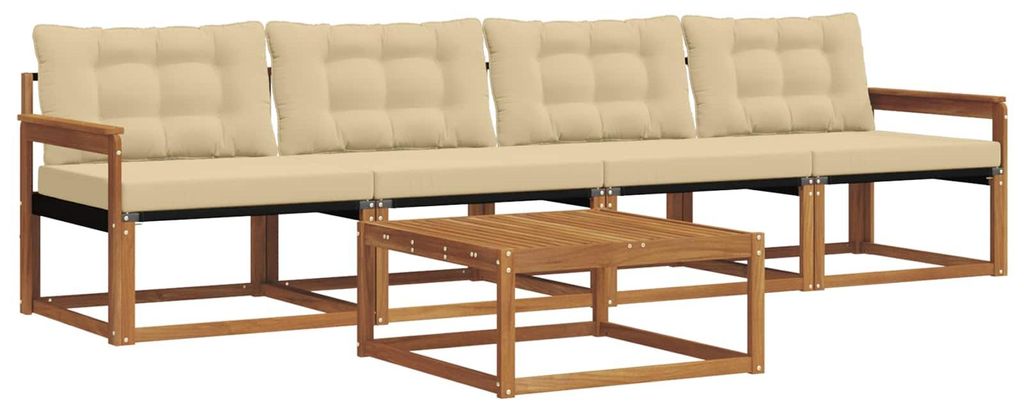 vidaXL Outdoor-Sofagarnitur mit Kissen 5 pcs Natur und Beige