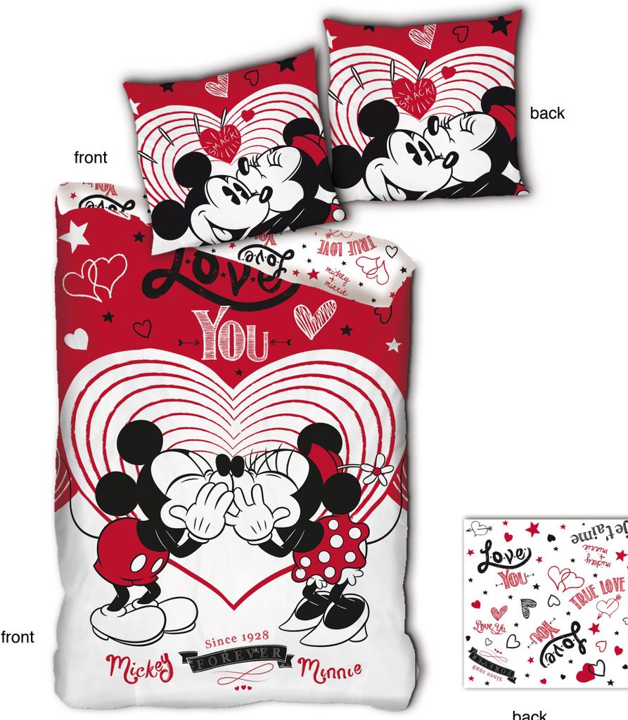 peřina Mickey & Minnie 140 x 200 cm polyester červená Obrázek produktu 1