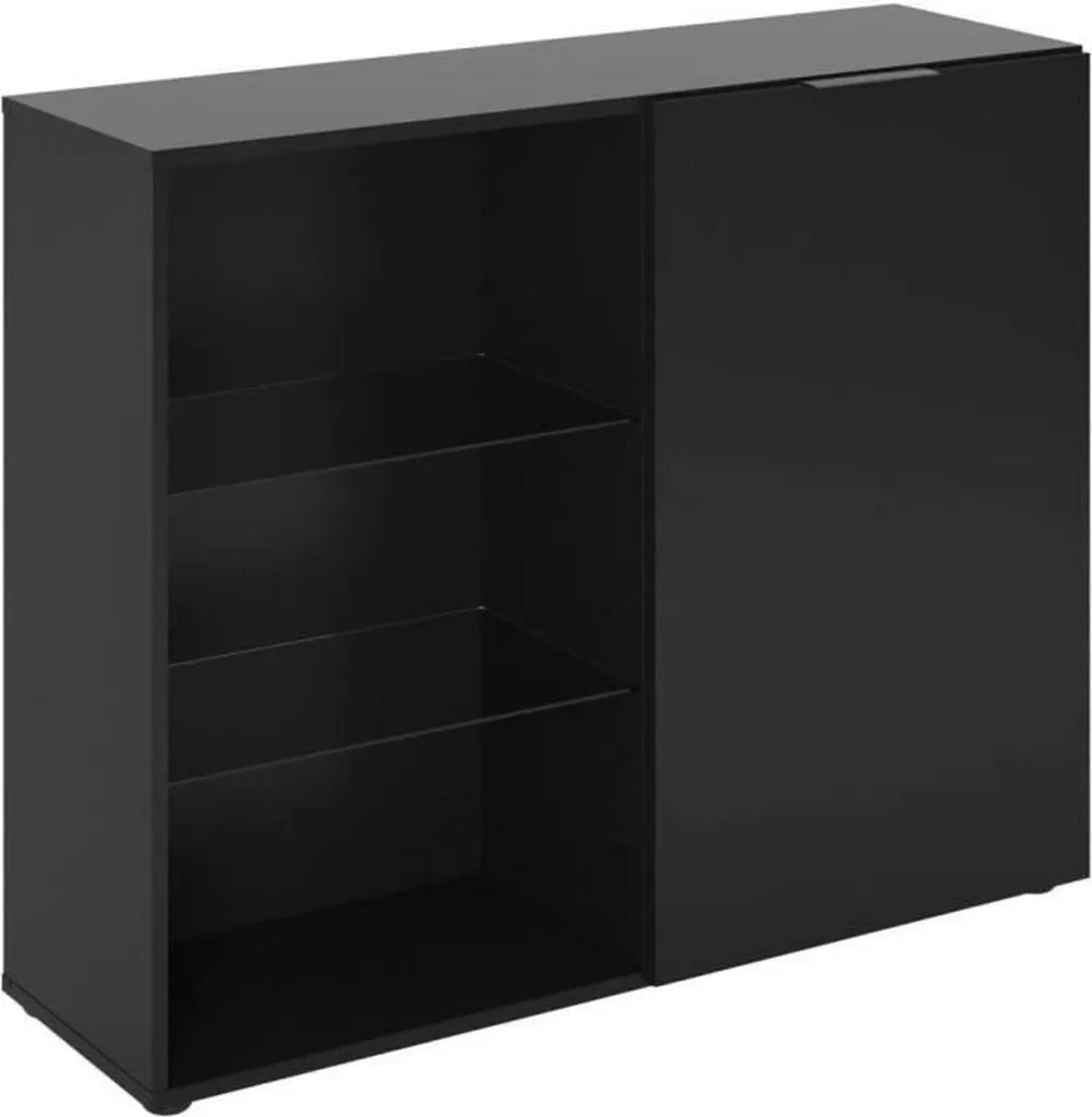 Commode 3 Tiroirs DARK 3 Buffet Bas de Rangement Noir pour Salon et Bureau